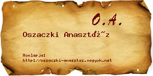 Oszaczki Anasztáz névjegykártya